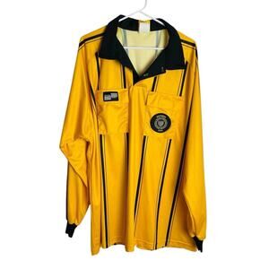 Official Sports Soccer Referee Jersey Size XXL Yellow Long Sleeve 2011 Patch‎
